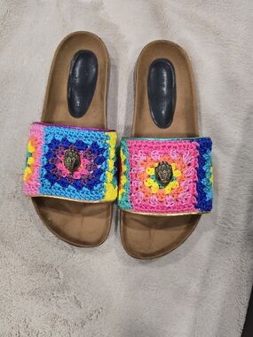 Kurt Geiger Multi-Color Crochet Slide Sandals